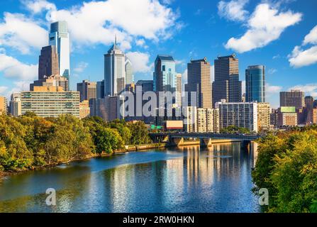 Philadelphia skyline and Schuylkill river. Stock Photo