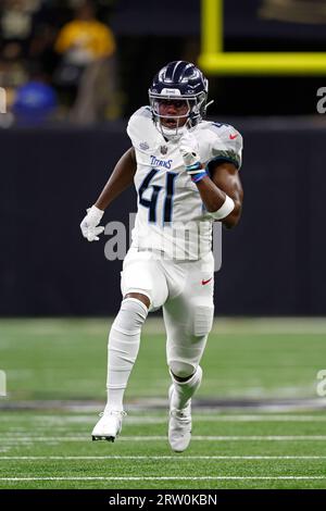 Tennessee Titans linebacker Otis Reese IV (41) in action during the second  half of an NFL preseason football game against the Minnesota Vikings,  Saturday, Aug. 19, 2023 in Minneapolis. Tennessee won 24-16. (