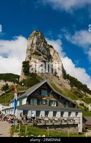 Berggasthof Staubern, Hoher Kasten, Saxer Luecke, Alpstein, Appenzell Alps, Canton Appenzell Innerrhoden, Switzerland Stock Photo