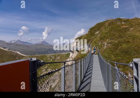 Mountain panorama at Stubnerkogel, Bad Gastein, Salzburg, suspension bridge Stock Photo