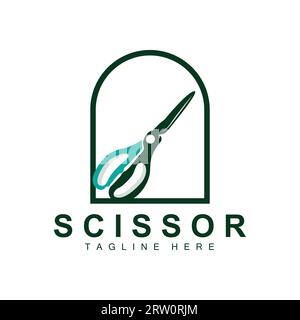 Scissors Logo Design, Barbershop Shaver Vector, Babershop Scissors Brand Illustration Stock Vector
