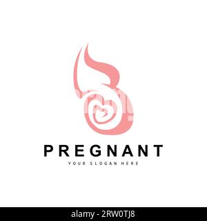 Pregnant Logo, Pregnant Mother Care Design, Vector Beauty Pregnant Mom and Baby, Icon Template Illustration Stock Vector