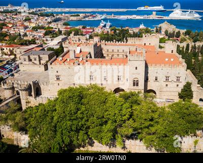 Rhodes old town aerial panoramic view in Rhodes island in Greece Stock ...