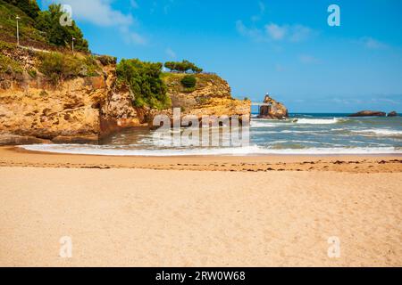 Plage du Port Vieux is a public beach in Biarritz city on the Bay of Biscay on the Atlantic coast in France Stock Photo