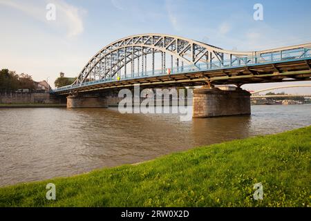 Krakow, Poland, Marshal Jozef Pilsudski Bridge over Vistula river Stock Photo
