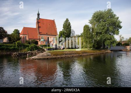 St. Martin Nicholas Cathedral in Bydgoszcz, Poland, view from river Brda Stock Photo
