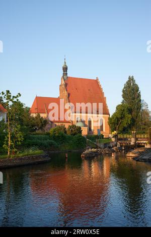 St. Martin Nicholas Cathedral in the city of Bydgoszcz in Poland, river Brda view Stock Photo