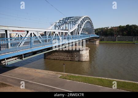Krakow, Poland, Marshal Jozef Pilsudski Bridge over Vistula river Stock Photo