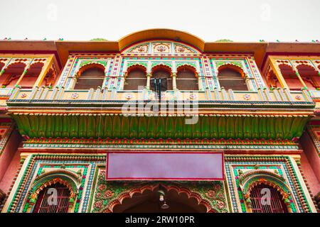 Shri Dwarkadheesh or Dwarkadhish Ji Maharaj Temple is a hindu temple near Vishram Ghat of Yamuna river in Mathura city in India Stock Photo