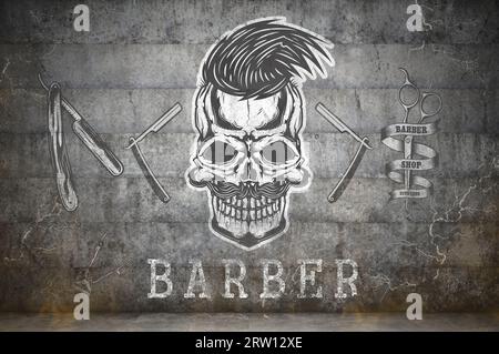 Charcoal Barbershop and Haircut Wallpaper Mural • Wallmur®