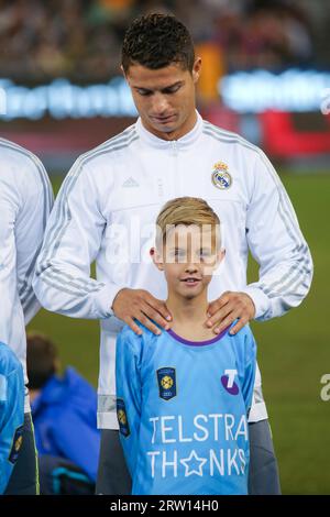 MELBOURNE, AUSTRALIA, JULY 24: Cristiano Ronaldo before Manchester City play Real Madrid in match 3 of the 2015 International Champions Cup Stock Photo