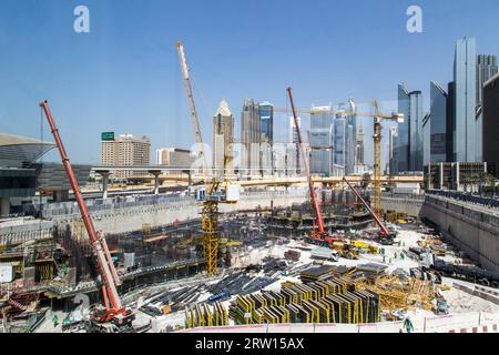 Dubai, United Arab Emirates, October 16, 2014: Construction site for a new building in Downtown Dubai Stock Photo