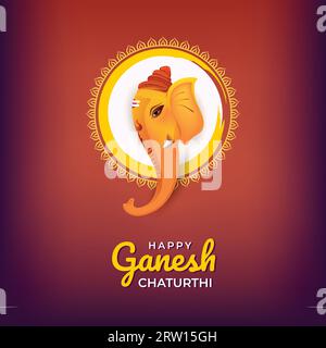 Illustration of lord Ganpati for Ganesh Chaturthi festival of India. Indian Festival concept - Vector art. Stock Vector