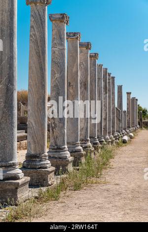 Ancient city of Perge in Antalya, Turkey. Historical ruins in the ancient city of Pamphylia Stock Photo