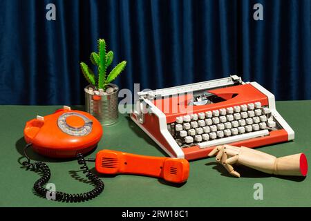 Scattered vintage items on a retro desktop. Concept photo. High quality photo Stock Photo