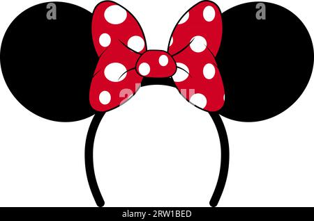 Perfect Mouse Ears red bow Headband Birthday Party  Celebration cartoon Stock Vector