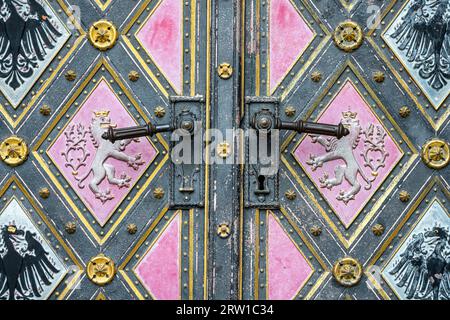 Background from the handles of an old church door Stock Photo