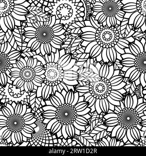 Sunflowers Seamless Pattern Background  Stock Vector