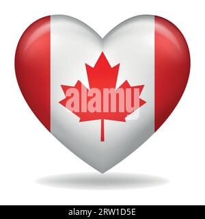Vector illustration of heart shape of Canada insignia isolated on white Stock Vector