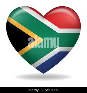 Vector illustration of heart shape of South Africa insignia isolated on white Stock Vector