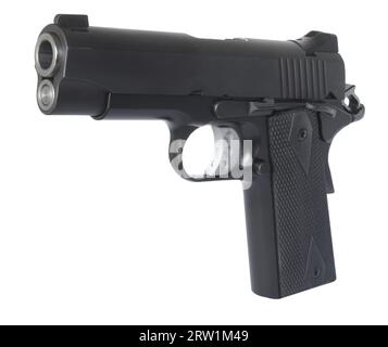 real Semi automatic gun isolated on white background Stock Photo - Alamy