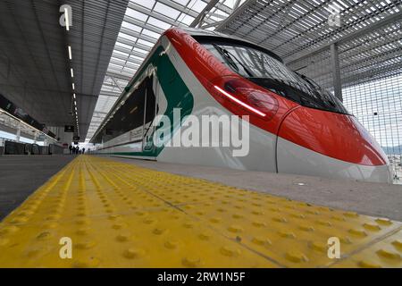 Toluca, Mexico. 15th Sep, 2023. September 15, 2023 Toluca, Mexico : Aspects of the inauguration of the first stage of the Mexico-Toluca Interurban Train, which will run from Zinacantepec to Lerma stations. on September 15, 2023 in Toluca, México. (Photo by Arturo Hernández/Eyepix Group/Sipa USA) Credit: Sipa USA/Alamy Live News Stock Photo