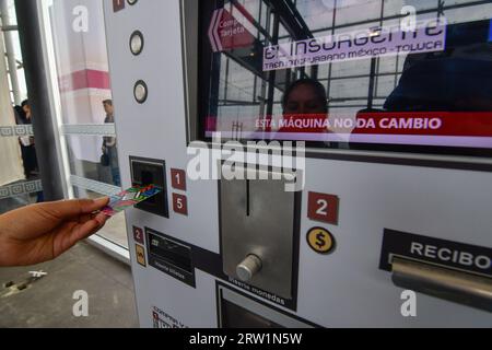 Toluca, Mexico. 15th Sep, 2023. September 15, 2023 Toluca, Mexico : Aspects of the inauguration of the first stage of the Mexico-Toluca Interurban Train, which will run from Zinacantepec to Lerma stations. on September 15, 2023 in Toluca, México. (Photo by Arturo Hernández/Eyepix Group/Sipa USA) Credit: Sipa USA/Alamy Live News Stock Photo