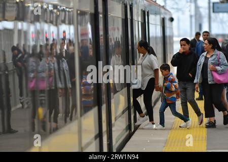 Toluca, Mexico. 15th Sep, 2023. September 15, 2023 Toluca, Mexico : Aspects of the inauguration of the first stage of the Mexico-Toluca Interurban Train, which will run from Zinacantepec to Lerma stations. on September 15, 2023 in Toluca, México. (Photo by Arturo Hernández/Eyepix Group/Sipa USA) Credit: Sipa USA/Alamy Live News Stock Photo