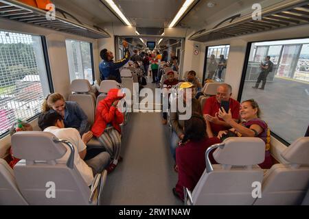 Toluca, Mexico. 15th Sep, 2023. September 15, 2023 Toluca, Mexico : Aspects of the inauguration of the first stage of the Mexico-Toluca Interurban Train, which will run from Zinacantepec to Lerma stations. on September 15, 2023 in Toluca, México. (Photo by Arturo Hernández/Eyepix Group/Sipa USA) Credit: Sipa USA/Alamy Live News Stock Photo