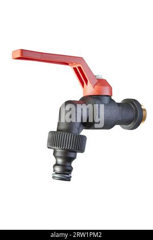 Garden tap with connection isolated on white background Stock Photo
