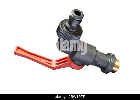 Garden tap with connection isolated on white background Stock Photo