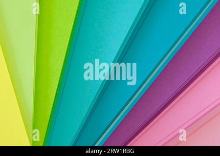 Colored paper in bright tones fanned out Stock Photo