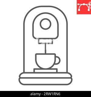 Capsule coffee machine line icon, espresso and drink, coffee maker vector icon, vector graphics, editable stroke outline sign, eps 10. Stock Vector
