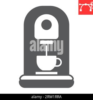 Capsule coffee machine glyph icon, espresso and drink, coffee maker vector icon, vector graphics, editable stroke solid sign, eps 10. Stock Vector