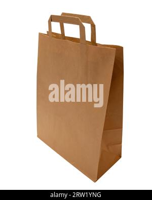 Brown Paper Bag isolated on a White Background Stock Photo