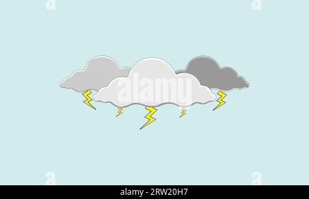 Lightning raining Clouds vector illustration Stock Vector