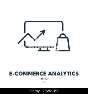 E-commerce Analytics Icon. Metrics, Insights, Sales. Editable Stroke. Simple Vector Icon Stock Vector