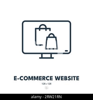 E-commerce Website Icon. Store, Shop, Marketplace. Editable Stroke. Simple Vector Icon Stock Vector