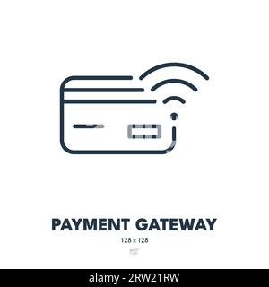Payment Gateway Icon. Transaction, Payments, Credit Card. Editable Stroke. Simple Vector Icon Stock Vector