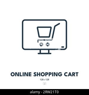 Online Shopping Cart Icon. E-commerce, Store, Checkout. Editable Stroke. Simple Vector Icon Stock Vector