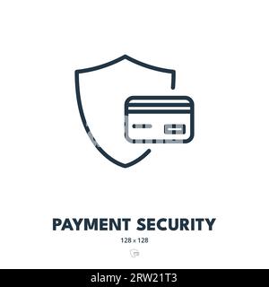 Payment Security Icon. Encryption, Fraud, Transactions. Editable Stroke. Simple Vector Icon Stock Vector