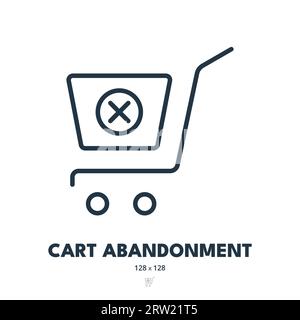 Cart Abandonment Icon. Shopping Cart, Retention, Recovery. Editable Stroke. Simple Vector Icon Stock Vector