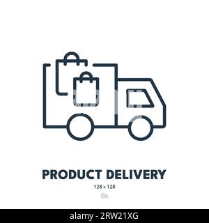 Product Delivery Icon. Shipping, Order, Truck. Editable Stroke. Simple Vector Icon Stock Vector