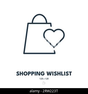 Shopping Wishlist Icon. Favorites, Save, Cart. Editable Stroke. Simple Vector Icon Stock Vector