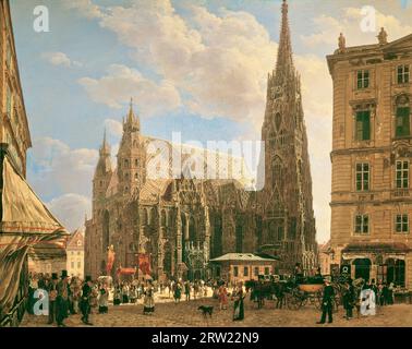 Rudolf Ritter von Alt - View of Stephansdom, from the Stock-im-Eisen - 1832 - St. Stephen's Cathedral - Vienna - Austria Stock Photo