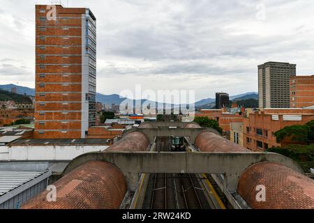 Metro station of San Antonio in Medellín, Antioquia, Colombia with train. Stock Photo