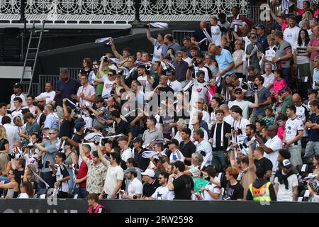 Craven Cottage, Fulham, London, UK. 16th Sep, 2023. Premier League Football, Fulham versus Luton Town; Fulham fans waving club scarfs around their heads in memory of former owner Mohamed Al Fayed. Credit: Action Plus Sports/Alamy Live News Stock Photo