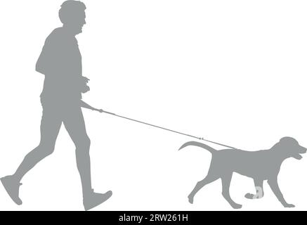 CaniCross - Man running With a Labrador Silhouette Stock Vector