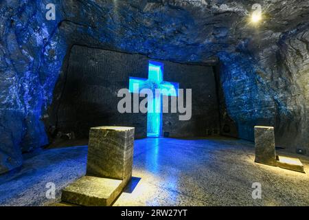 The Salt Cathedral of Zipaquira underground Roman Catholic church built within the tunnels of a salt mine 200m underground in a halite mountain near t Stock Photo