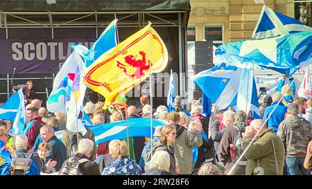 Glasgow, Scotland, UK. 16th  September, 2023. Hope over fear independence gathering in George square where various groups gathered for rally and concert.  Credit Gerard Ferry/Alamy Live News Stock Photo